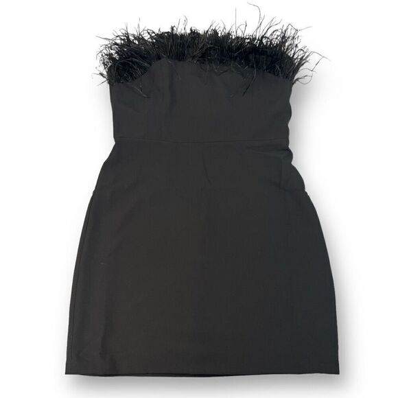 Sam Edelman Strapless Feather Top Sheath Dress Size 10 - Picture 3 of 9